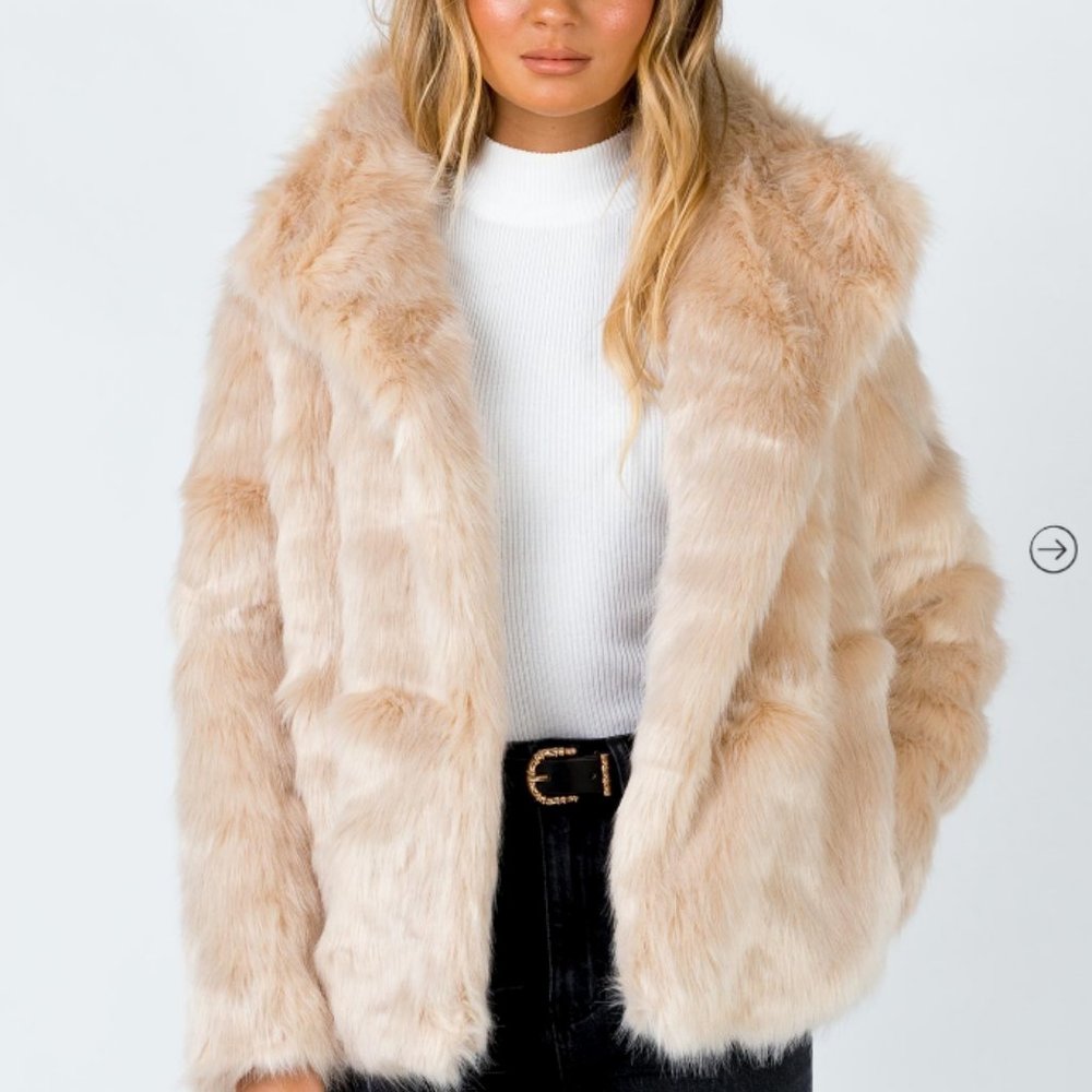 Princess Polly Lioness Fluffy Faux Fur Jacket Coat